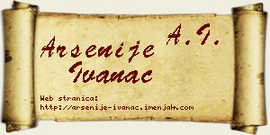 Arsenije Ivanac vizit kartica